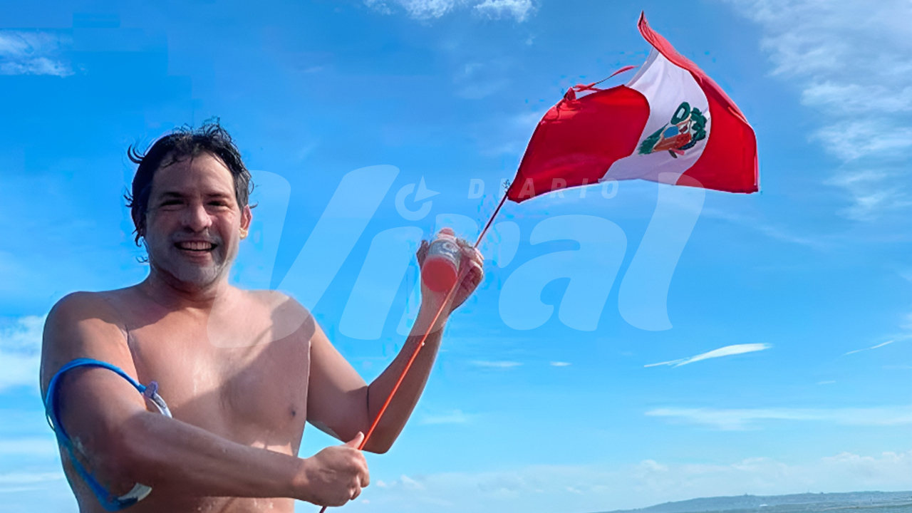 Peruano Gustavo Lores busca récord Guinness tras nadar 24 kilómetros en el Lago Titicaca
